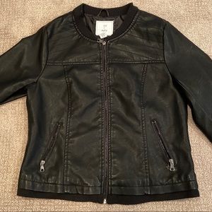 black leather jacket